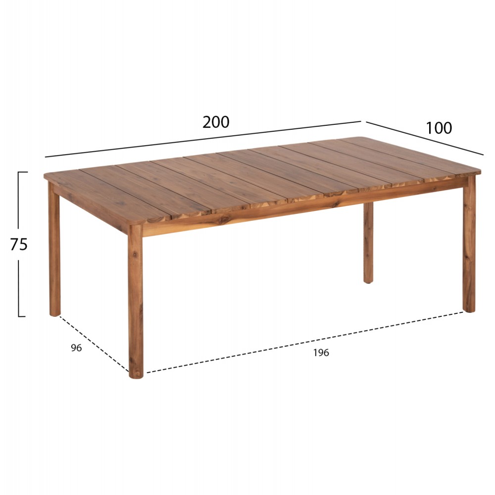 Σετ τραπεζαρίας "NAVANT" 9τμχ από ξύλο/σχοινί σε χρώμα φυσικό/μπεζ 200x100x75