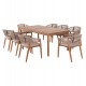 Σετ τραπεζαρίας "NAVANT" 9τμχ από ξύλο/σχοινί σε χρώμα φυσικό/μπεζ 200x100x75