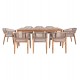 Σετ τραπεζαρίας "NAVANT" 9τμχ από ξύλο/σχοινί σε χρώμα φυσικό/μπεζ 200x100x75