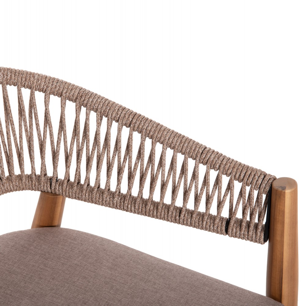 Σετ τραπεζαρίας "NAVANT" 9τμχ από ξύλο/σχοινί σε χρώμα φυσικό/μπεζ 200x100x75