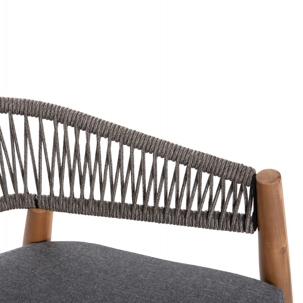 Σετ τραπεζαρίας "NAVANT" 9τμχ από ξύλο/σχοινί σε χρώμα φυσικό/γκρι 200x100x75