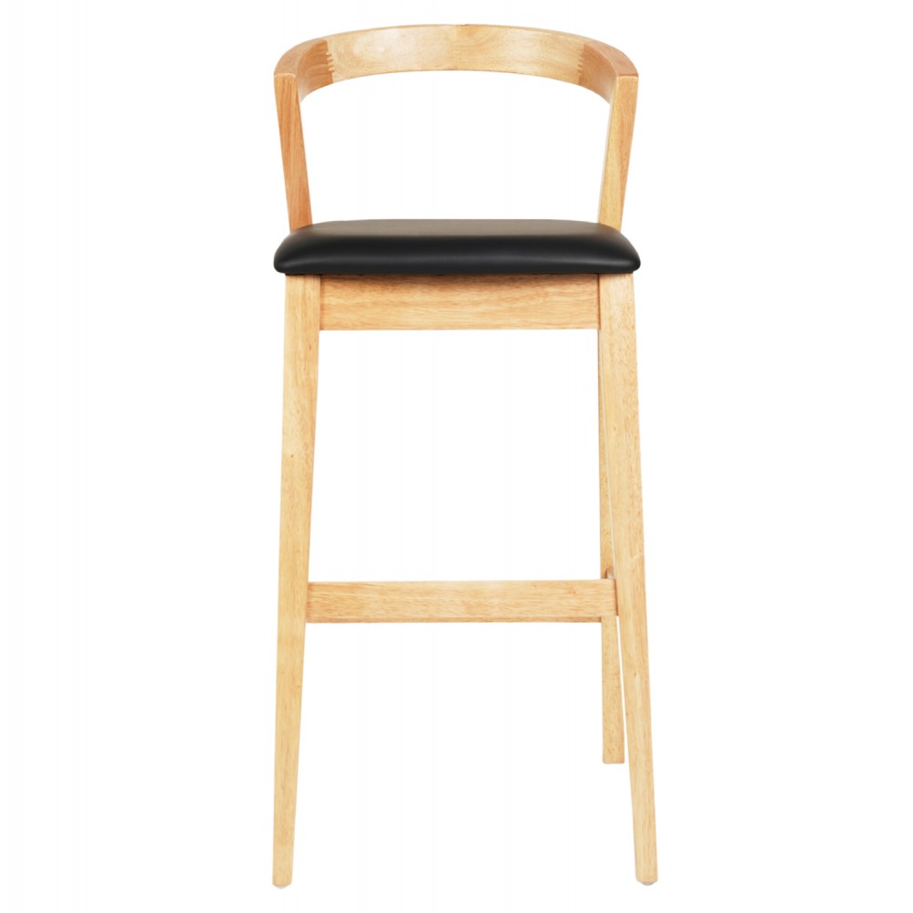 Σκαμπό μπαρ "NAMI" από ξύλο/PU σε χρώμα φυσικό/μαύρο 47.5x59x102.5