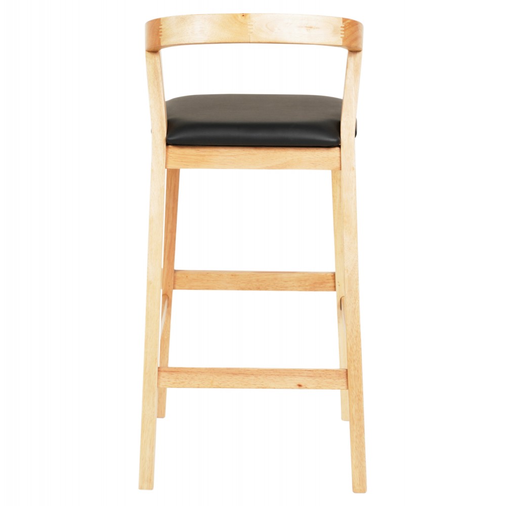 Σκαμπό μπαρ "NAMI" από ξύλο/PU σε χρώμα φυσικό/μαύρο 47.5x59x102.5