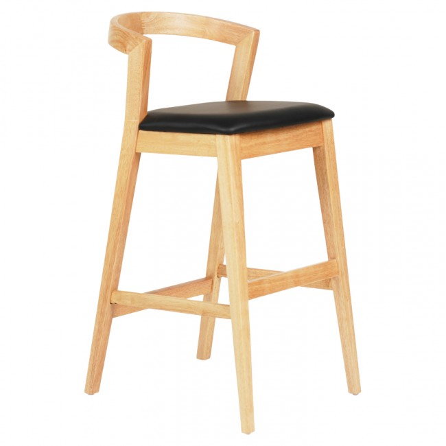 Σκαμπό μπαρ "NAMI" από ξύλο/PU σε χρώμα φυσικό/μαύρο 47.5x59x102.5