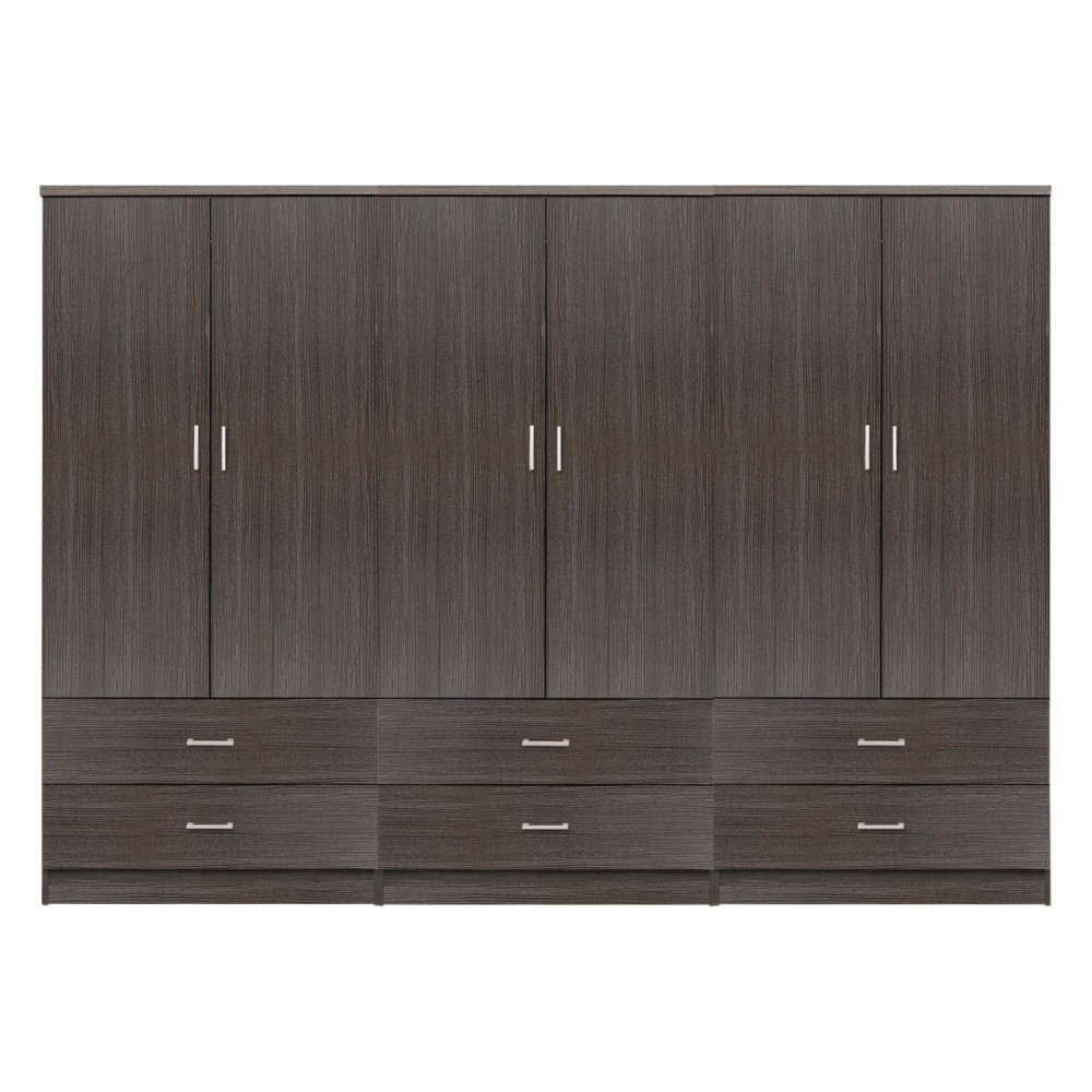 Ντουλάπα εξάφυλλη "REINA" σε χρώμα ζεμπράνο 240x42x181