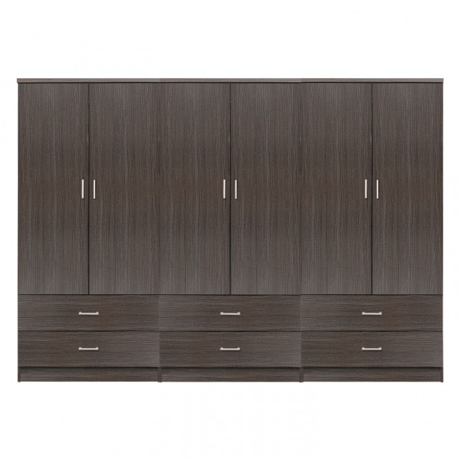 Ντουλάπα εξάφυλλη "REINA" σε χρώμα ζεμπράνο 240x42x181