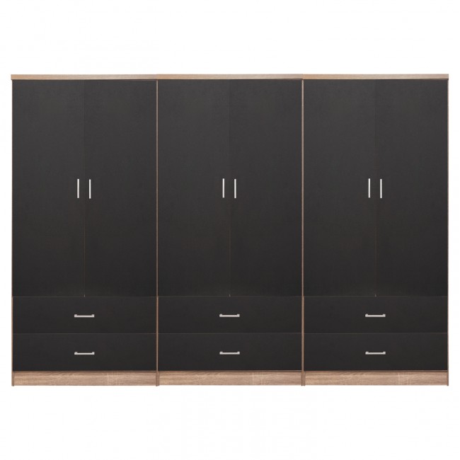 Ντουλάπα εξάφυλλη "REINA" σε χρώμα γκρι/σονόμα 240x42x181