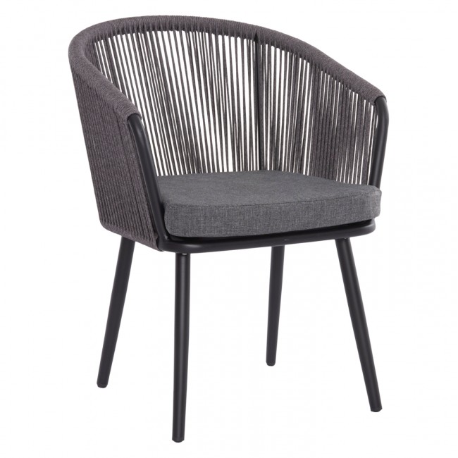 Πολυθρόνα "HARRIET" από αλουμίνιο/σχοινί σε χρώμα μαύρο/ανθρακί 60x62x80.5