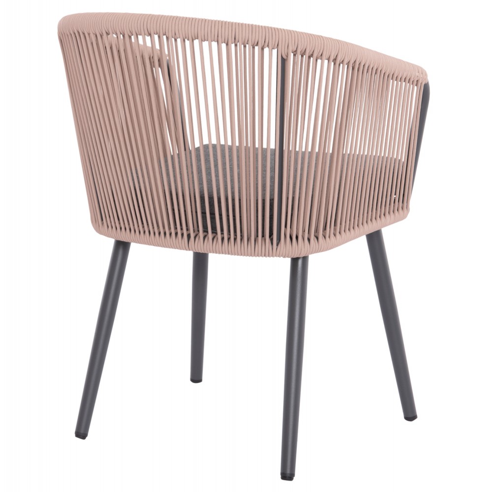 Πολυθρόνα "HARRIET" από αλουμίνιο/σχοινί σε χρώμα ανθρακί/μπεζ 60x62x80.5