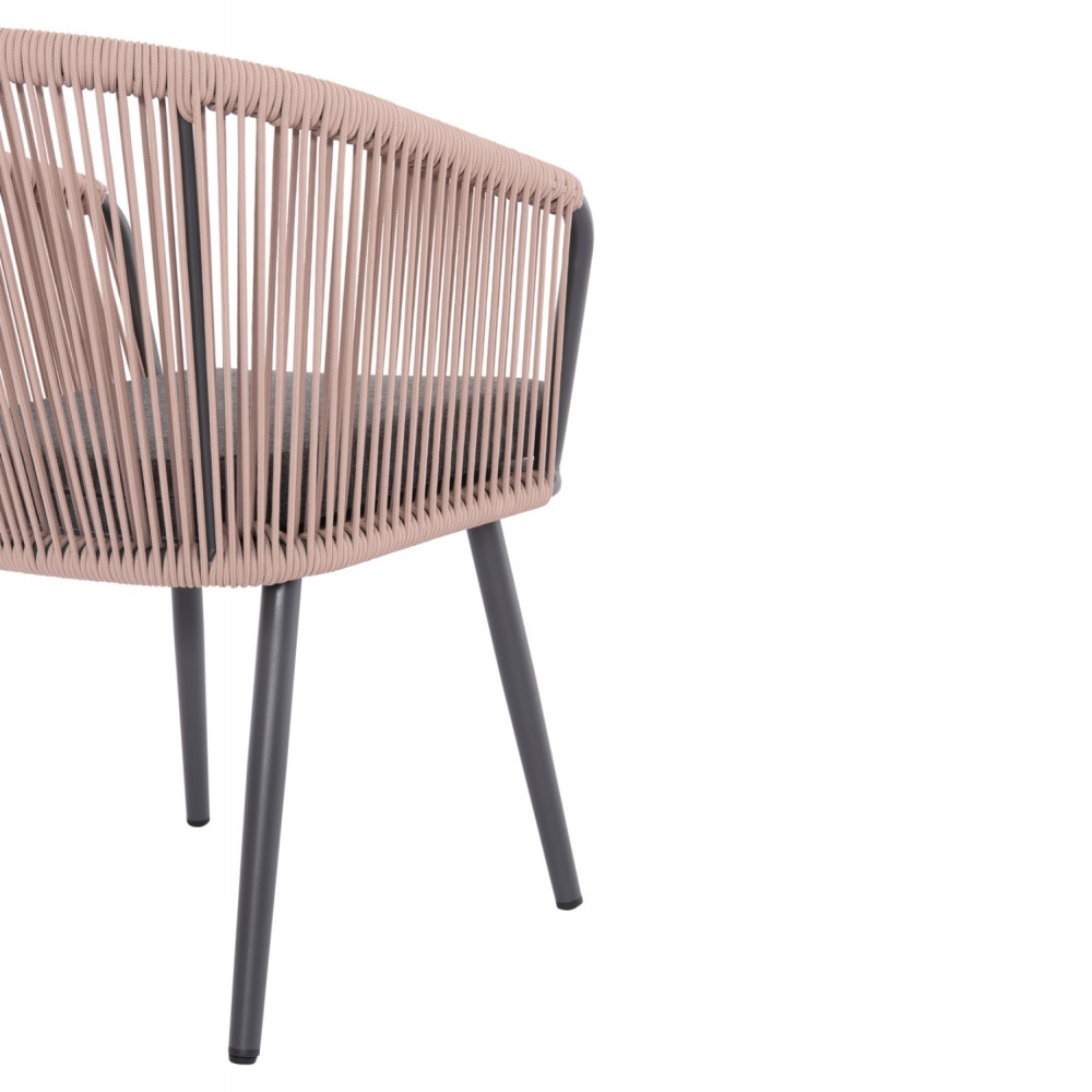 Πολυθρόνα "HARRIET" από αλουμίνιο/σχοινί σε χρώμα ανθρακί/μπεζ 60x62x80.5