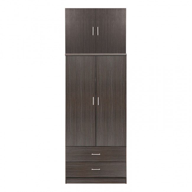 Ντουλάπα δίφυλλη "REINA" με πατάρι σε χρώμα ζεμπράνο 80x42x241