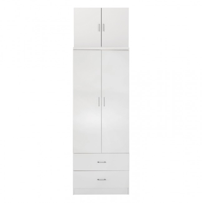 Ντουλάπα δίφυλλη "REINA" με πατάρι σε χρώμα λευκό 80x42x241