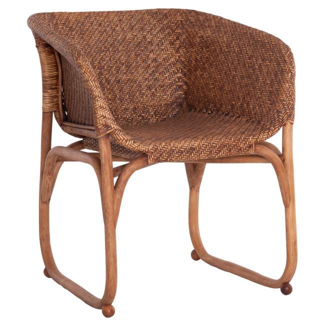 Πολυθρόνα "TUCKET" από rattan σε καρυδί χρώμα 63x60x77
