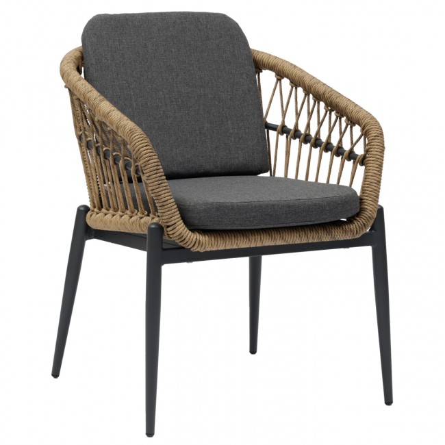 Πολυθρόνα "GALDIN" από αλουμίνιο/rattan σε χρώμα γκρι/φυσικό 60x65x78