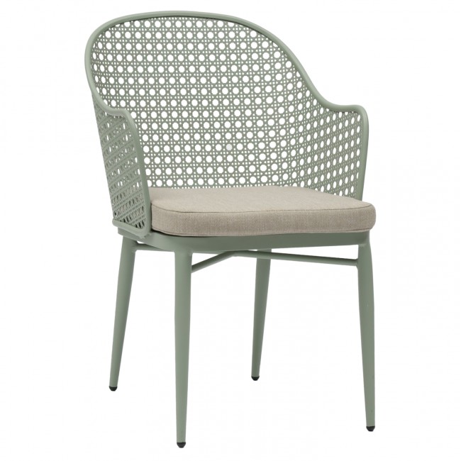 Πολυθρόνα "OREGO" από αλουμίνιο/rattan σε χρώμα φυστικί 58x55x83