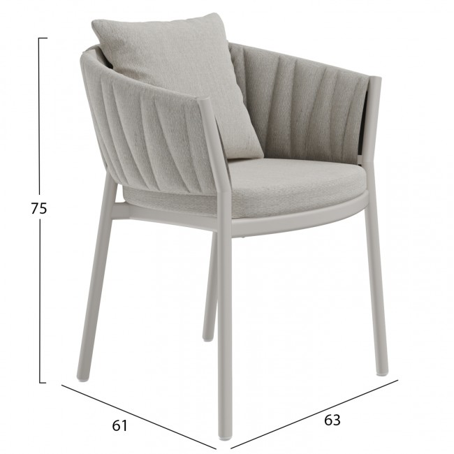 Πολυθρόνα "SHANKS" από αλουμίνιο/ύφασμα σε χρώμα γκρι 63x61x75