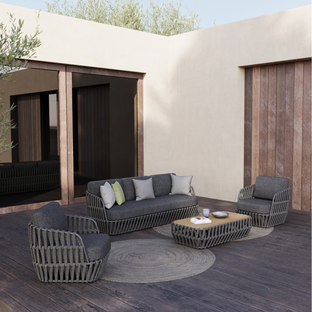 Σετ εξωτερικού χώρου "SABO" από αλουμίνιο/ύφασμα σε χρώμα γκρι 204x85x65