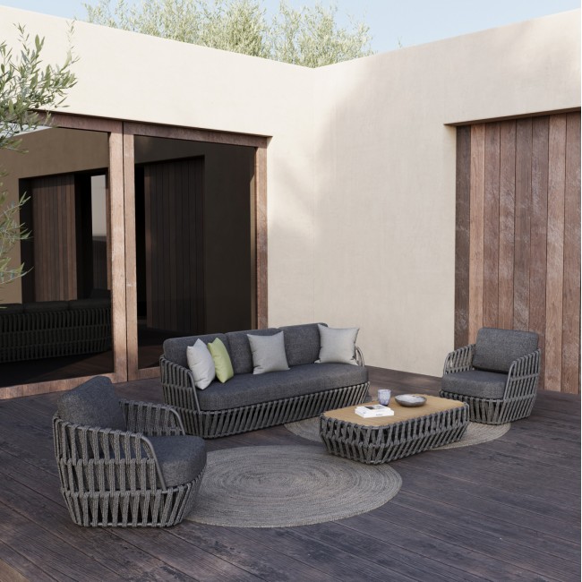 Σετ εξωτερικού χώρου "SABO" από αλουμίνιο/ύφασμα σε χρώμα γκρι 204x85x65