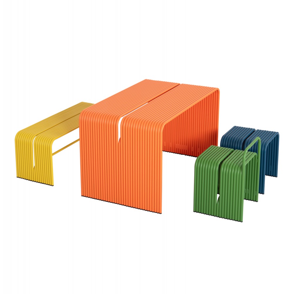 Τραπέζι "INTREPID" από αλουμίνιο σε πορτοκαλί χρώμα 121x70x70