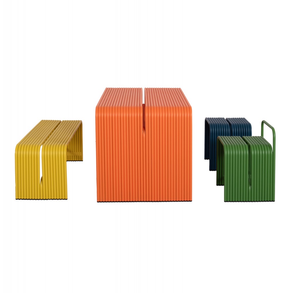 Τραπέζι "INTREPID" από αλουμίνιο σε πορτοκαλί χρώμα 121x70x70