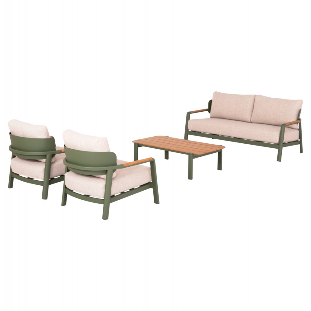 Σετ εξωτερικού χώρου "ELARA" 4τμχ από αλουμίνιο/ύφασμα σε χρώμα πράσινο/μπεζ 120x61x34,5