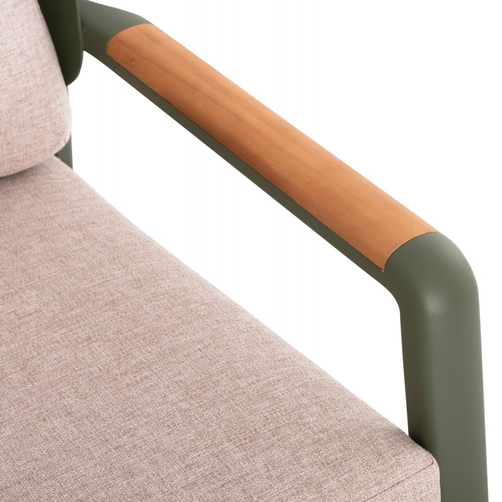 Σετ εξωτερικού χώρου "ELARA" 4τμχ από αλουμίνιο/ύφασμα σε χρώμα πράσινο/μπεζ 120x61x34,5