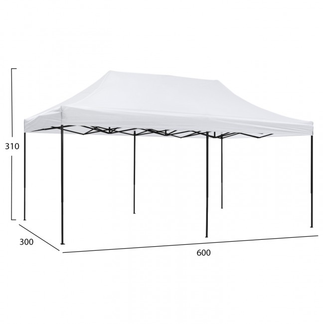 Κιόσκι "MATTHEW" πτυσσόμενο από ύφασμα/μέταλλο σε λευκό/μαύρο χρώμα 3x6x3.1