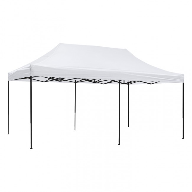 Κιόσκι "MATTHEW" πτυσσόμενο από ύφασμα/μέταλλο σε λευκό/μαύρο χρώμα 3x6x3.1