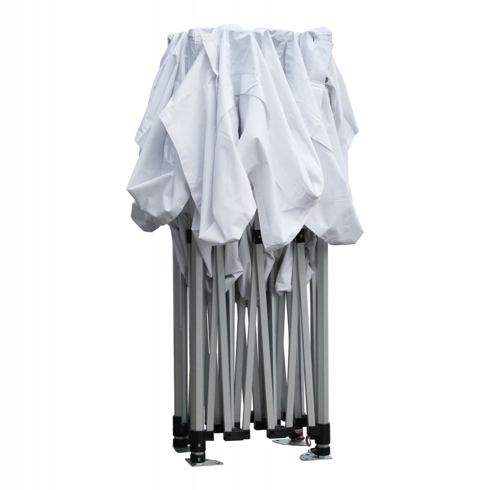 Κιόσκι "CRESSEN" πτυσσόμενο από αλουμίνιο/ύφασμα σε ασημί/λευκό χρώμα 3x4.5x3.4