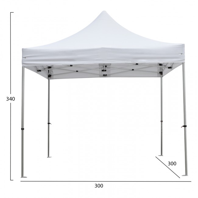 Κιόσκι "CRESSEN" πτυσσόμενο από αλουμίνιο/ύφασμα σε ασημί/λευκό χρώμα 3x3x3.4