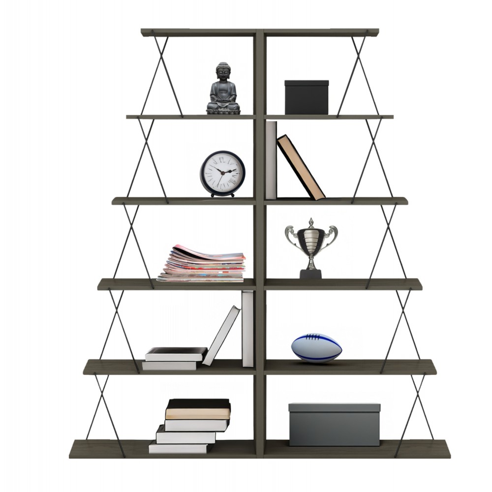 Σετ βιβλιοθήκες "MINI TARS" 2τμχ σε χρώμα olive grey/μαύρο 130x24x146