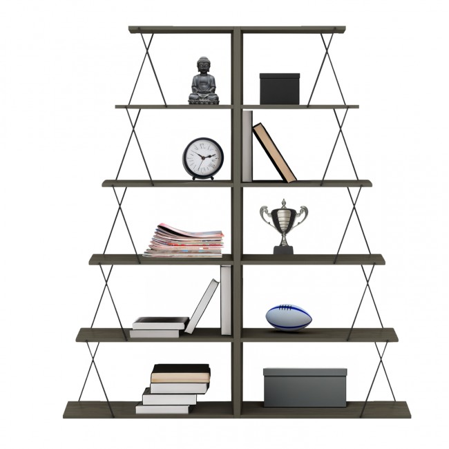 Σετ βιβλιοθήκες "MINI TARS" 2τμχ σε χρώμα olive grey/μαύρο 130x24x146