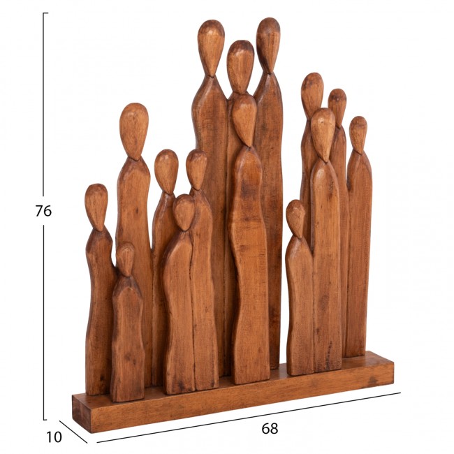 Επιτραπέζιο διακοσμητικό "PRIMATE" από ξύλο σε φυσικό χρώμα 68x10x76