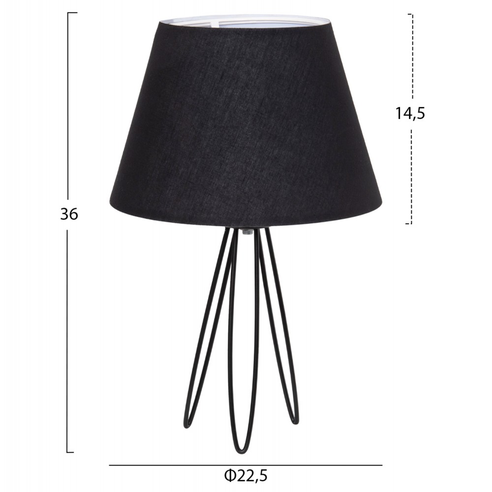 Επιτραπέζιο φωτιστικό "LIVO" από μέταλλο/ύφασμα σε μαύρο χρώμα Φ22x36