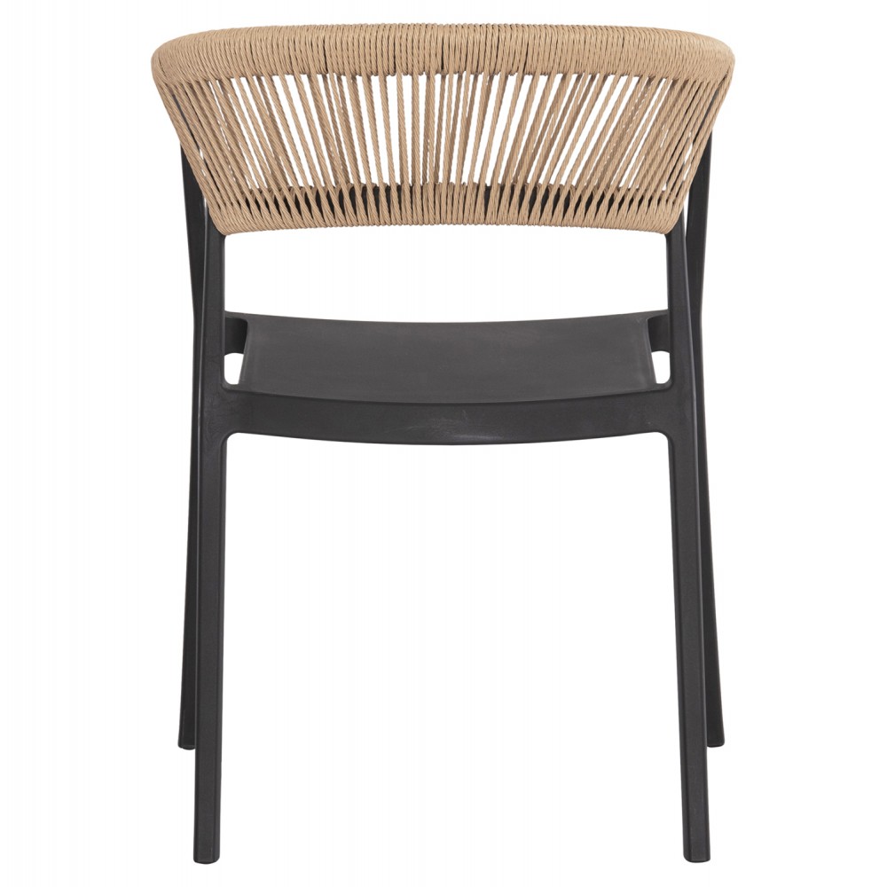 Πολυθρόνα "BOGI" από pp/σχοινί σε μαύρο/μπεζ χρώμα 54x53x75