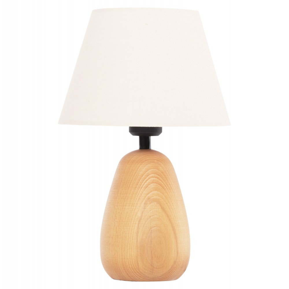 Επιτραπέζιο φωτιστικό "CONNI" από ξύλο/ύφασμα σε χρώμα φυσικό/εκρού Φ23x34