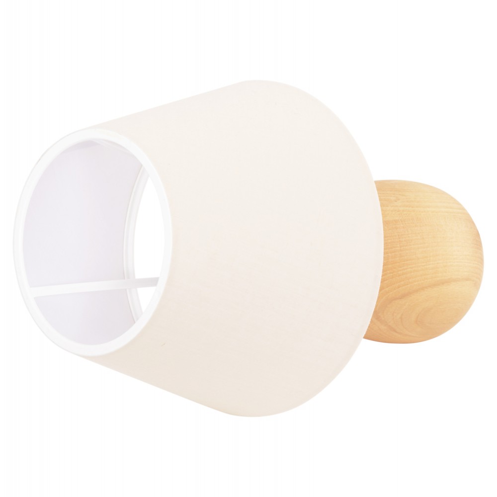 Επιτραπέζιο φωτιστικό "CONNI" από ξύλο/ύφασμα σε χρώμα φυσικό/εκρού Φ23x34