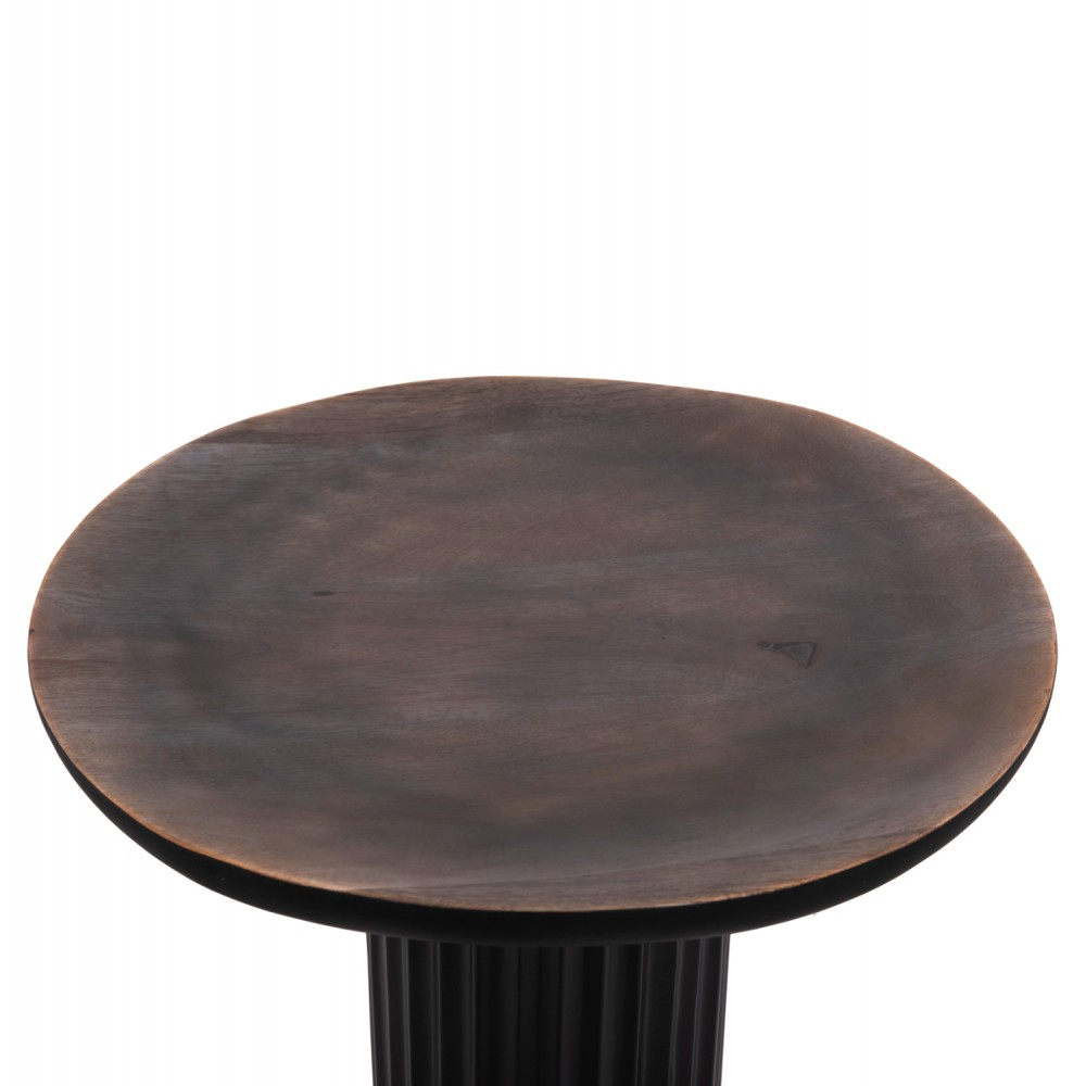 Σετ τραπέζια σαλονιού "ELAF" 2τμχ από μέταλλο/ξύλο σε χρώμα μαύρο/καφέ 56x54x48