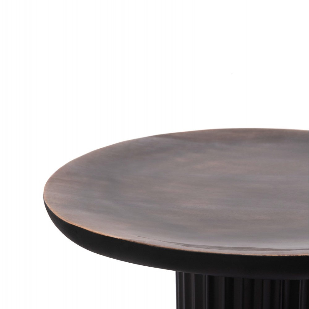 Σετ τραπέζια σαλονιού "ELAF" 2τμχ από μέταλλο/ξύλο σε χρώμα μαύρο/καφέ 56x54x48