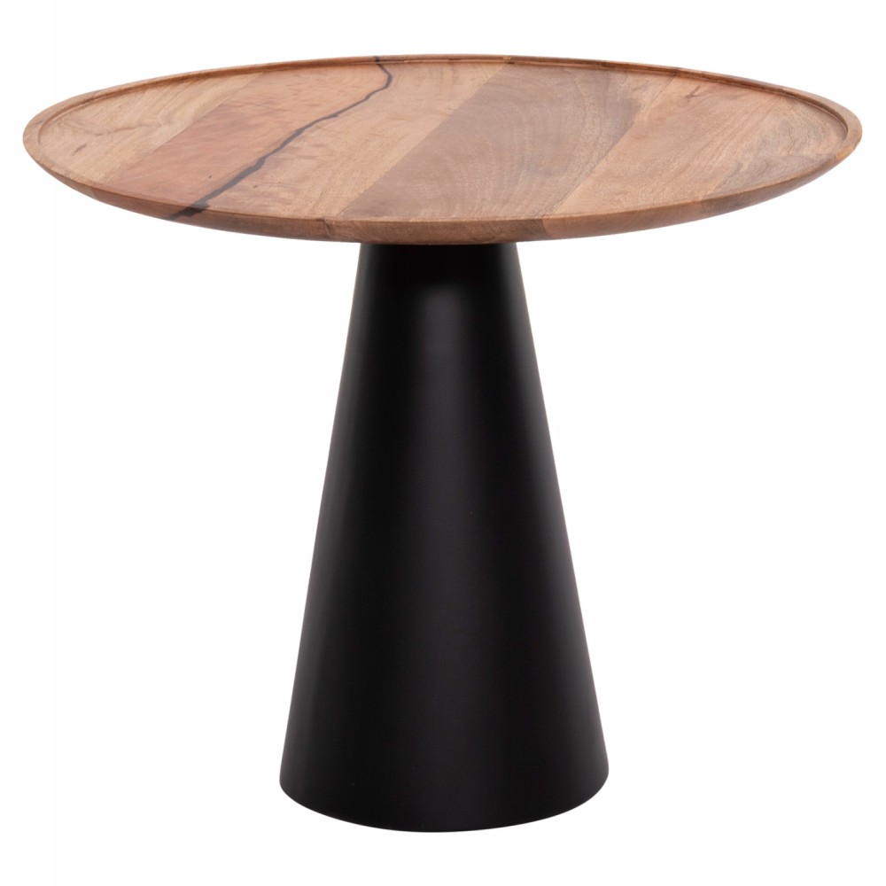 Σετ τραπέζια σαλονιού "RIFF" 2τμχ από μέταλλο/ξύλο σε χρώμα μαύρο/φυσικό Φ60 & Φ40