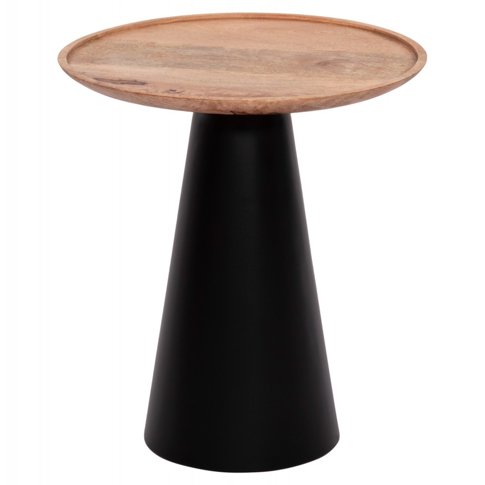 Σετ τραπέζια σαλονιού "RIFF" 2τμχ από μέταλλο/ξύλο σε χρώμα μαύρο/φυσικό Φ60 & Φ40