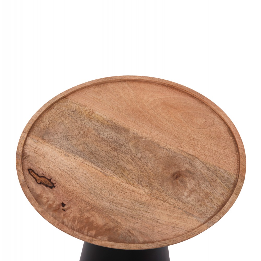 Σετ τραπέζια σαλονιού "RIFF" 2τμχ από μέταλλο/ξύλο σε χρώμα μαύρο/φυσικό Φ60 & Φ40