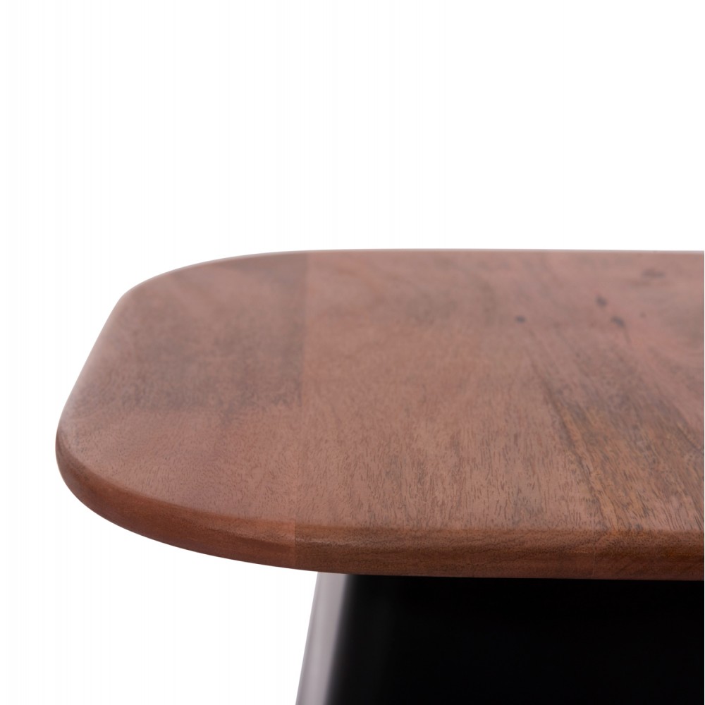 Σετ τραπέζια σαλονιού "VAIOLA" 2τμχ από μέταλλο/ξύλο σε χρώμα μαύρο/καρυδί 50x50 & 40x40