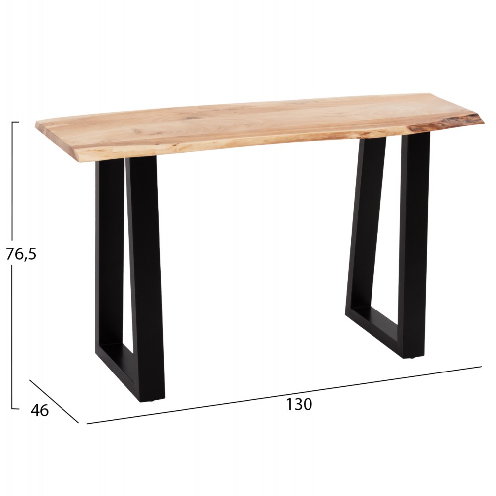 Κονσόλα "SOFIA SLIM" από μέταλλο/ξύλο σε χρώμα μαύρο/φυσικό 130x46x76.5