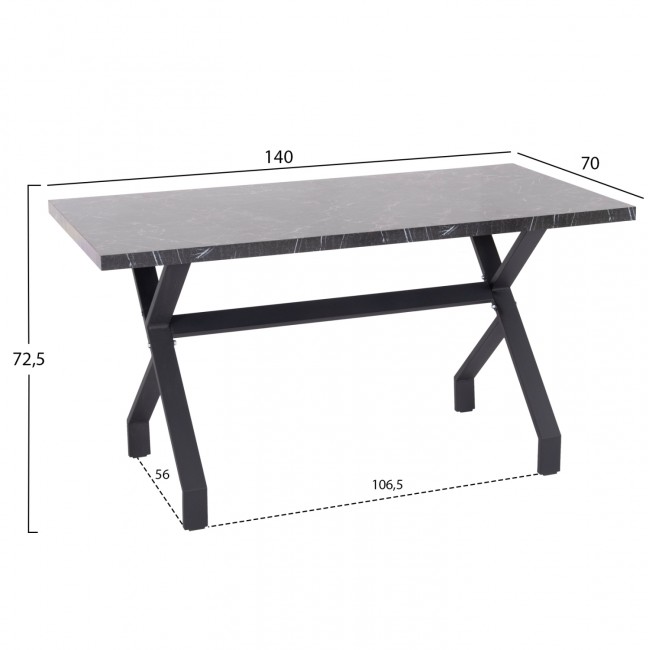 Τραπέζι τραπεζαρίας "LANA" σε χρώμα μαύρο μαρμάρου 140x70x72.5