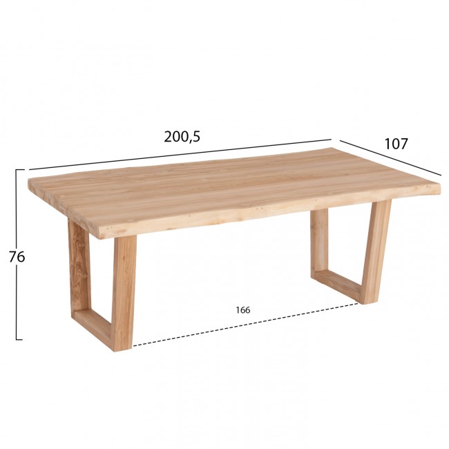Τραπέζι "LEOPOLD" από ξύλο σε ανοιχτό φυσικό χρώμα 200.5x107x76
