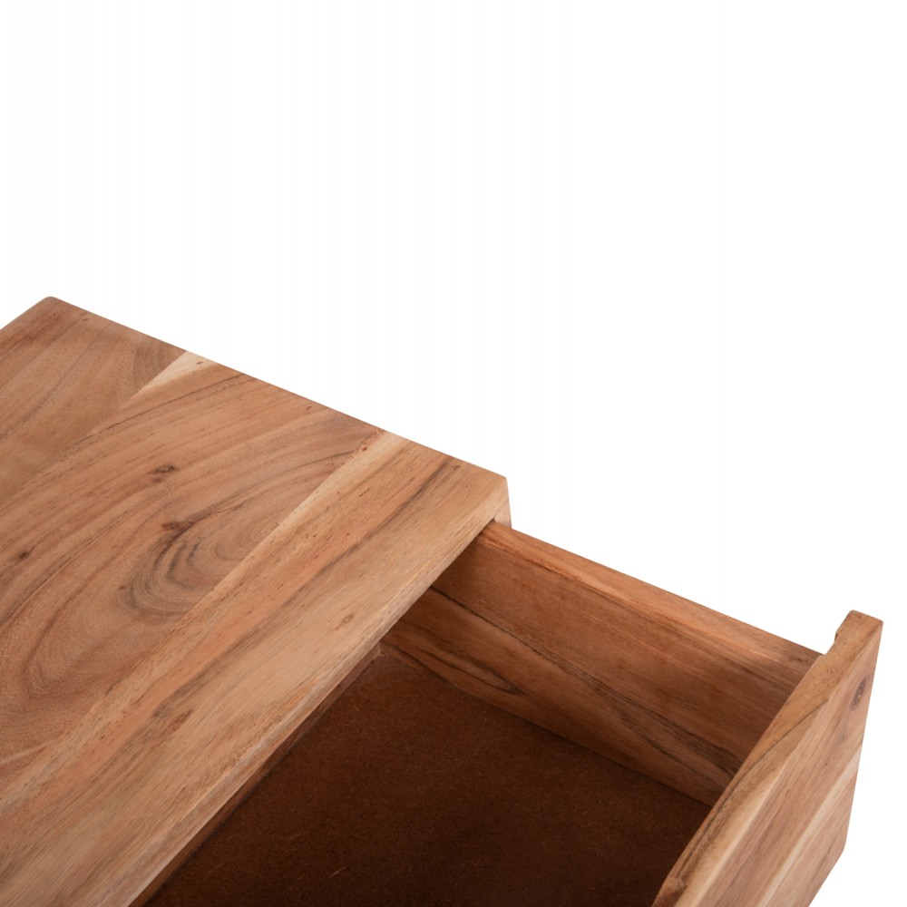 Κομοδίνο "ALICIA" από ξύλλο/μέταλλο σε φυσικό/μαύρο χρώμα 45x35x56