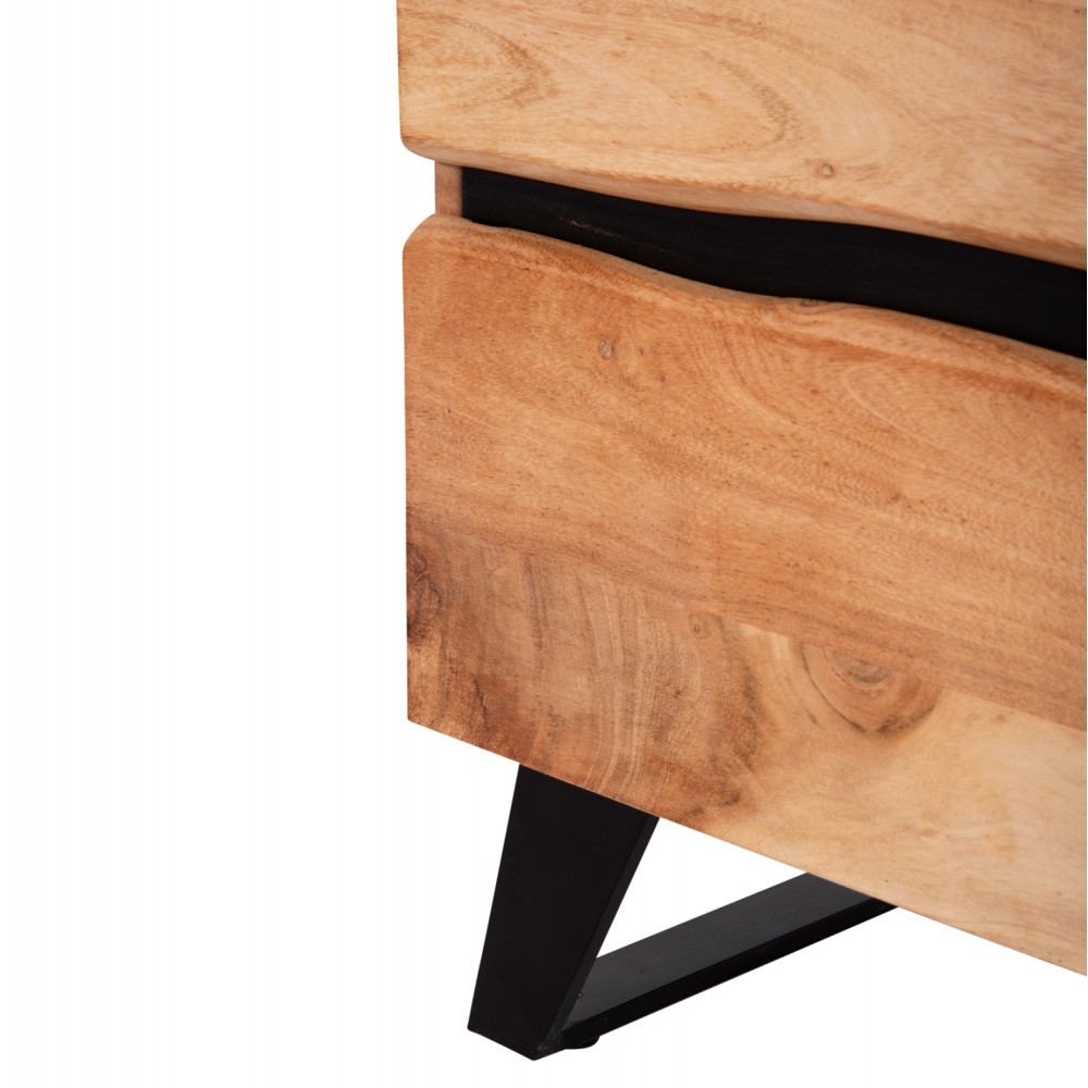 Κομοδίνο "ALICIA" από ξύλλο/μέταλλο σε φυσικό/μαύρο χρώμα 45x35x56