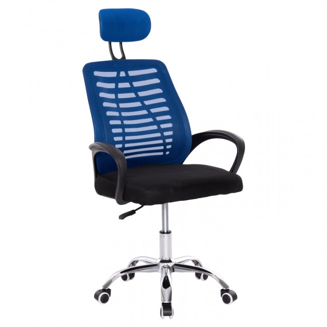 Πολυθρόνα εργασίας "TRAIL2" από ύφασμα/μέταλλο σε χρώμα μπλε 61x61x116