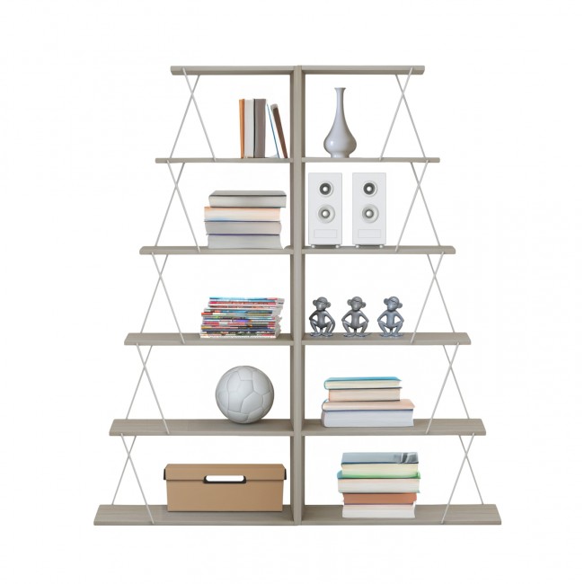 Σετ βιβλιοθήκες "MINI TARS" 2τμχ σε χρώμα σονόμα/λευκό 130x24x146